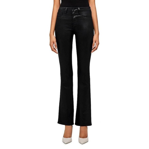 L'AGENCE Easy Care Oriana Bootcut Jeans Stretch Coated Solid Black Size 25 NWOT